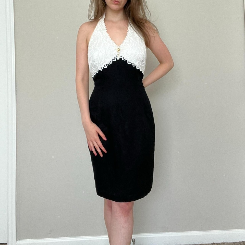 Vintage 90s Jessica McClintock Halter Midi Dress
